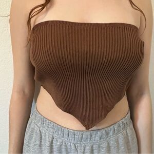 Bandage brown strapless top open back